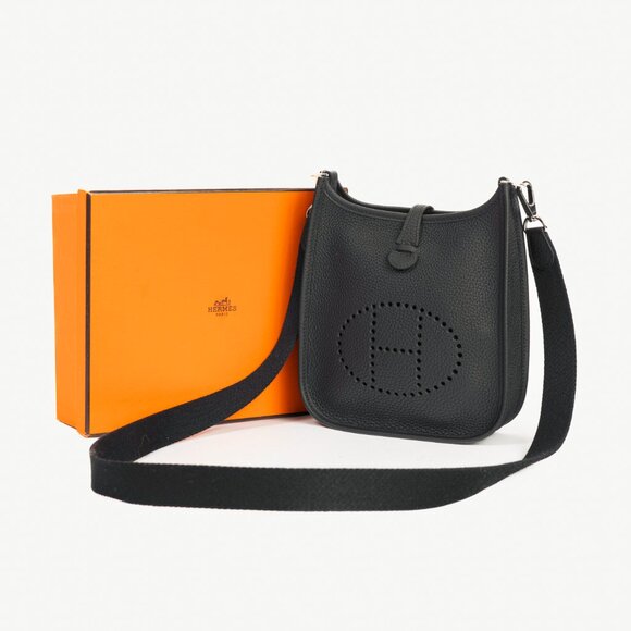 Hermes Evelyne TPM Noir Taurillon Clemence Leather Shoulder Bag - Picture 15 of 15